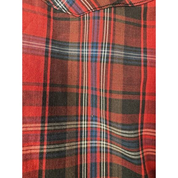Vintage Open Trails Mens Shirt Sz L Red Checked Pearl Snap Long Sleeve Mountain - Picture 5 of 6